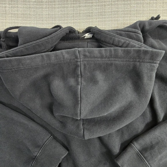 Nike Hoodie Womens 2XL Black Full Zip Cropped Fleece Swoosh Logo Oversized - Picture 10 of 12